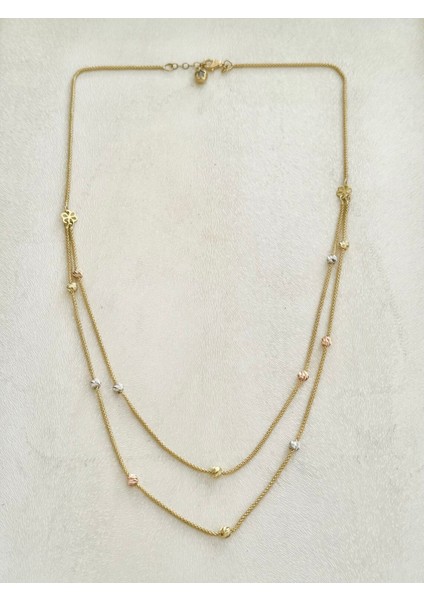 İtalyan Çift Sıra Dorika Toplu Altın Kolye modelleri