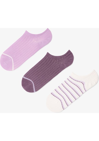 3 Çift Pamuklu Çizgili Sneaker Çorap