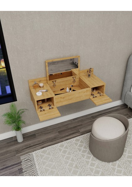 Zakkum Raflı Duvara Monte Aynalı Makyaj Masası Tuvalet Masası, Safirmeşe - Zakkum fiyatları