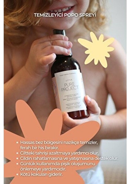 Temizleyici ve Yatıştırıcı Popo Spreyi Papatya ve Aloe Vera İçerikli 150 ml
