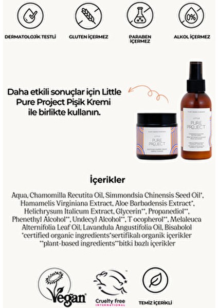 Temizleyici ve Yatıştırıcı Popo Spreyi Papatya ve Aloe Vera İçerikli 150 ml