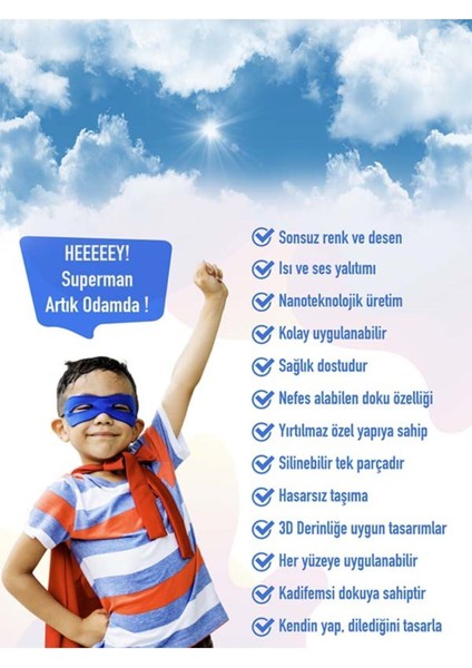 3 Boyutlu Harita Desenli Isı ve Ses Yalıtımlı Tekstil Duvar Kağıdı