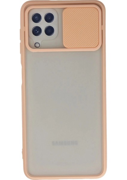 Samsung Galaxy A22 Kılıf Palm Buzlu Kamera Sürgülü Silikon - Pembe