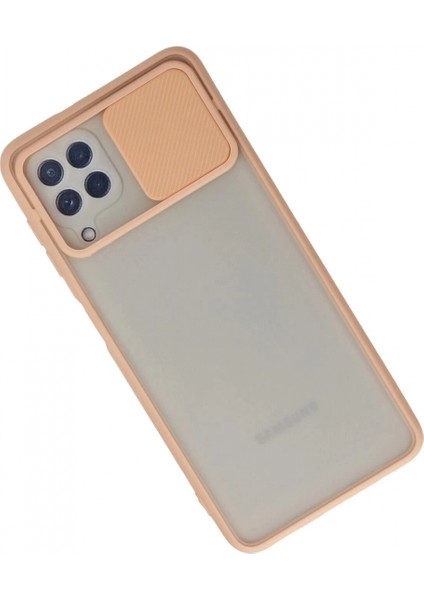 Samsung Galaxy A22 Kılıf Palm Buzlu Kamera Sürgülü Silikon - Pembe modelleri