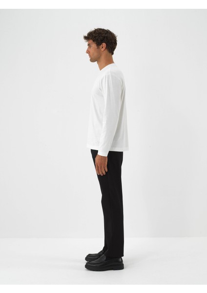 Erkek Ekru Lüks Merserize Dokulu Regular Fit Uzun Kollu Tişört modelleri