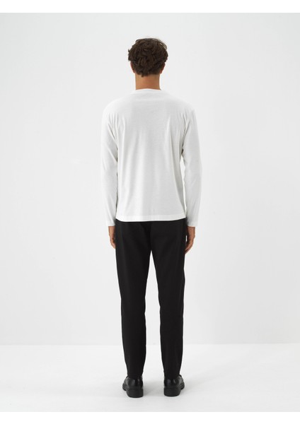Erkek Ekru Lüks Merserize Dokulu Regular Fit Uzun Kollu Tişört indirimleri