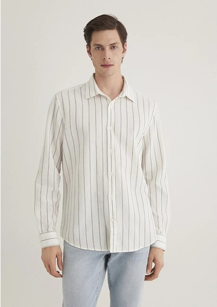 Haki Çizgili Gömlek 0211384-80692