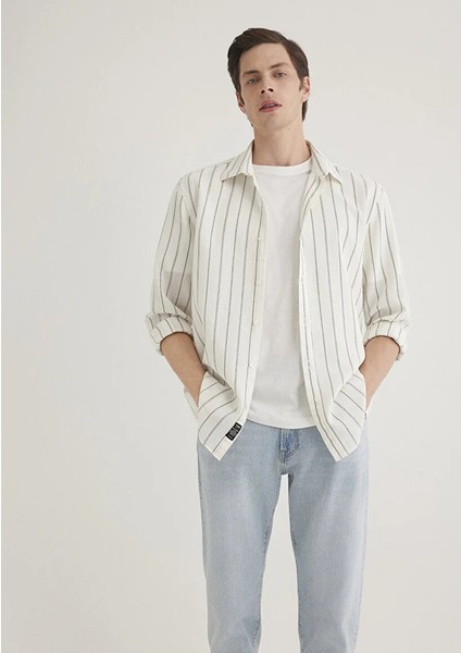 Haki Çizgili Gömlek 0211384-80692