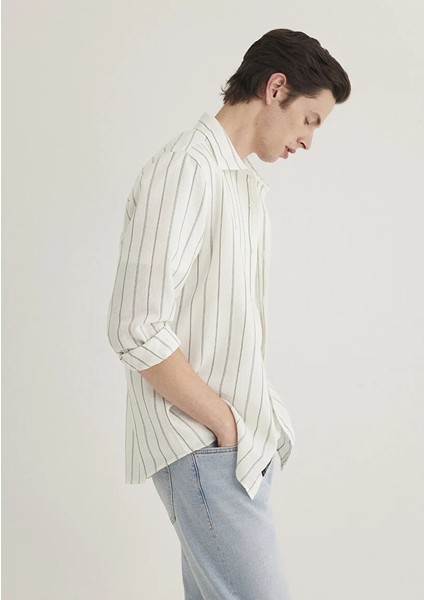 Haki Çizgili Gömlek 0211384-80692