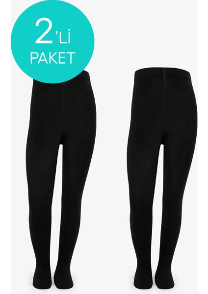 Pretty Koton Siyah 2li Külotlu Çorap
