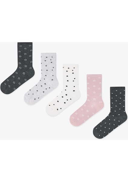 Dot Star 5li Gri Çok Renkli Soket Çorap