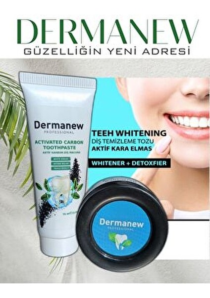Karbon Diş Temizleme Tozu ve Beyazlatıcı Diş Macunu Seti Aktif Kömür 75 ml indirimleri
