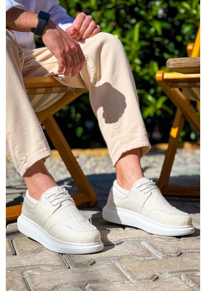 ZRN-042 Premium Bağcıklı Beyaz Casual Günlük Erkek Ayakkabı