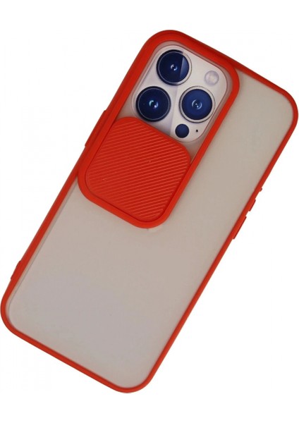 iPhone 13 Pro Kılıf Palm Buzlu Kamera Sürgülü Silikon - Kırmızı modelleri