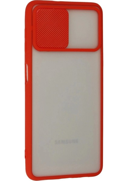 Samsung Galaxy A22 Kılıf Palm Buzlu Kamera Sürgülü Silikon - Kırmızı fiyatları