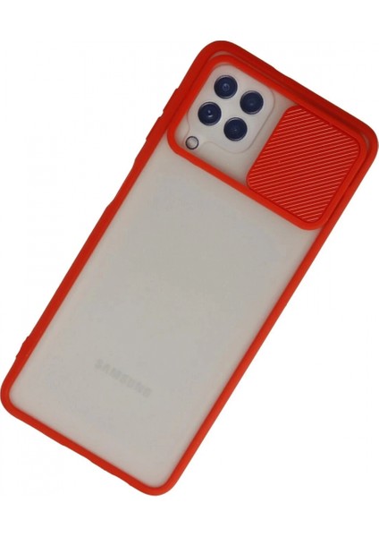Samsung Galaxy A22 Kılıf Palm Buzlu Kamera Sürgülü Silikon - Kırmızı modelleri