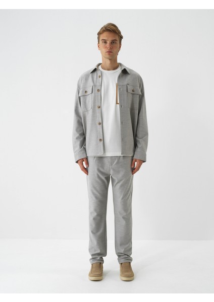 Erkek Bej Esnek Dokulu Regular Fit Jogger Pantolon