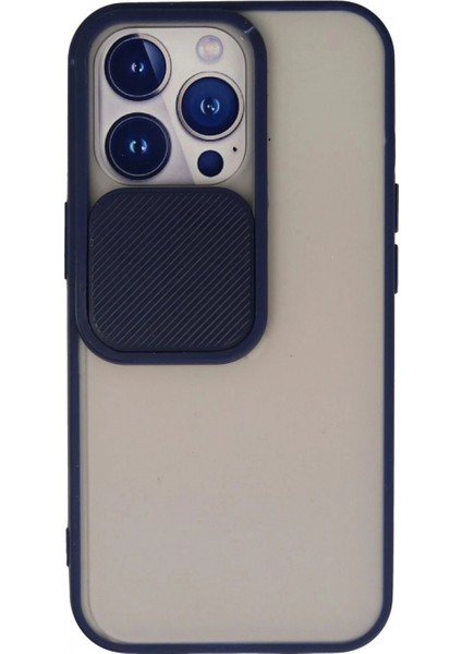 iPhone 13 Pro Kılıf Palm Buzlu Kamera Sürgülü Silikon - Lacivert