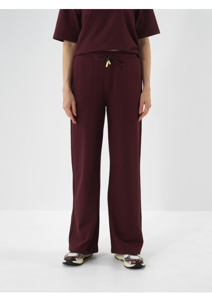 Kadın Bordo Pamuk Dokulu Oversize Sweat Pantolon fiyatları