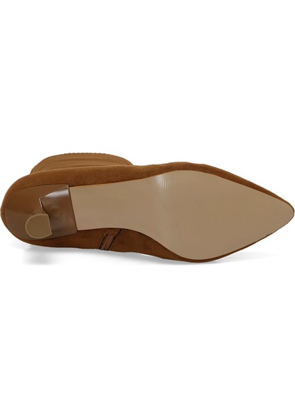 24K-618 4pr Taba Kadın Topuklu Bot