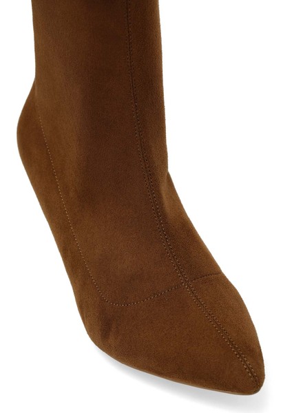 24K-618 4pr Taba Kadın Topuklu Bot