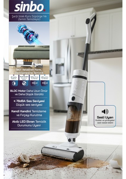 Yüzey Temizleyici, Islak ve Kuru Kullanım, Güçlü ve Etkili Temizlik, Beyaz Renk