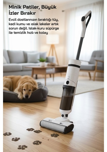 Yüzey Temizleyici, Islak ve Kuru Kullanım, Güçlü ve Etkili Temizlik, Beyaz Renk