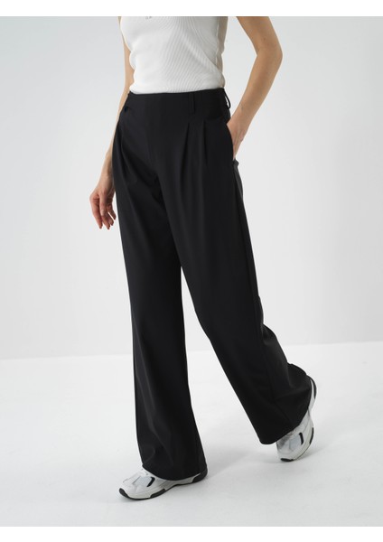 Kadın Siyah Esnek Dokulu Oversize Pantolon fiyatları