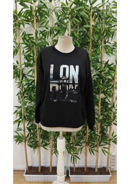 Erkek Uzun Kollu Bisiklet Yaka London Logo Baskılı Iki Iplik Bluz fırsatları