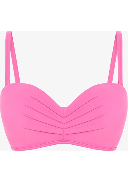 Pembe Lotus Bright Balenli Balconette Bikini Üstü