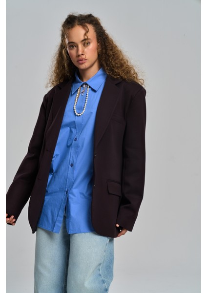 Emma Dikiş Detaylı Acı Kahve Blazer