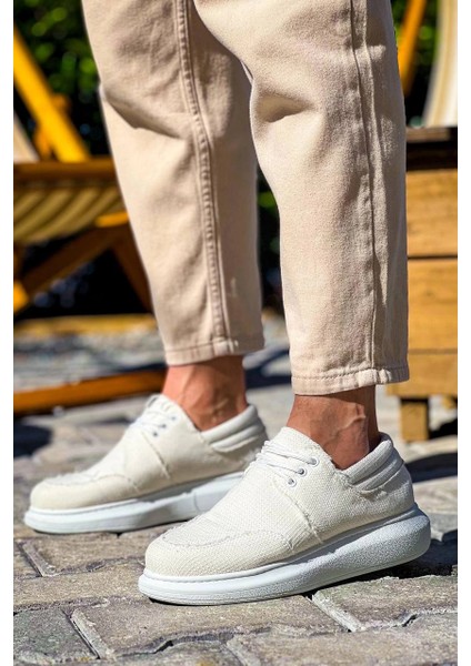 ZRN-042 Premium Bağcıklı Beyaz Casual Günlük Erkek Ayakkabı modelleri