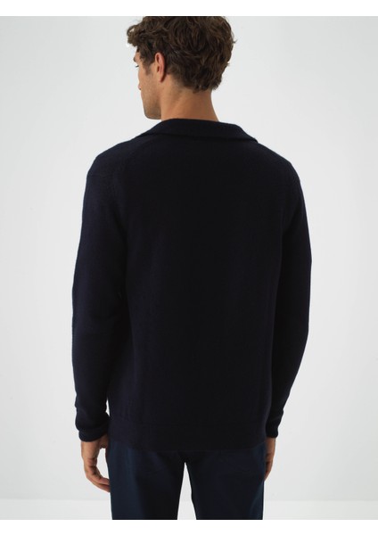 Erkek Lacivert Yumuşak Dokulu Regular Fit Hırka fırsatları