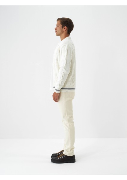 Erkek Ekru Doğal Yün Dokulu Regular Fit Hırka modelleri