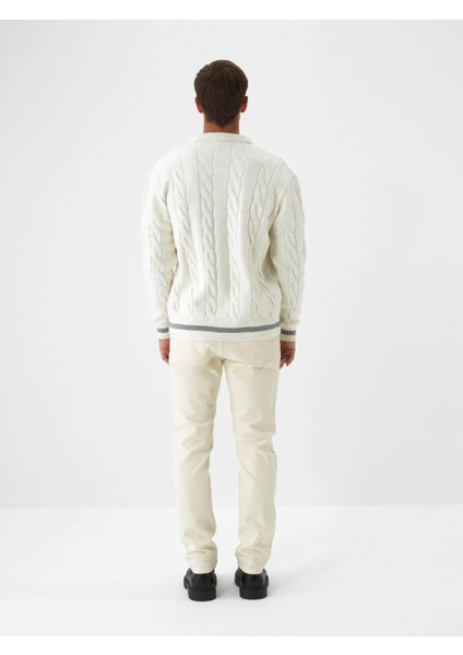 Erkek Ekru Doğal Yün Dokulu Regular Fit Hırka indirimleri