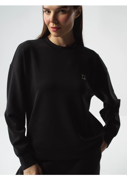 Kadın Siyah Modal Dokulu Oversize Sweatshirt fiyatları