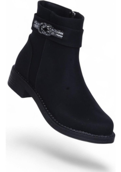 A6 Siyah Nubuk Kadın Düz Bot