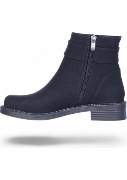 A6 Siyah Nubuk Kadın Düz Bot modelleri