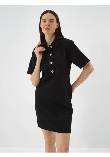 Kadın Siyah Esnek Dokulu Regular Fit Elbise fiyatları