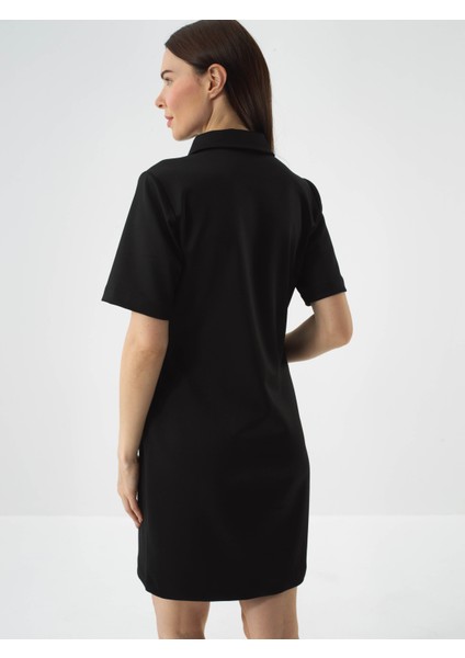 Kadın Siyah Esnek Dokulu Regular Fit Elbise fırsatları