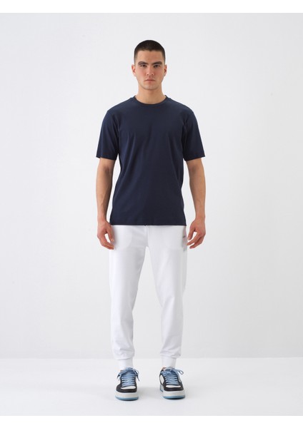Erkek Lacivert Lüks Merserize Dokulu Regular Fit Tişört
