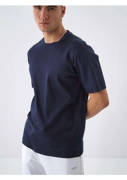 Erkek Lacivert Lüks Merserize Dokulu Regular Fit Tişört fiyatları