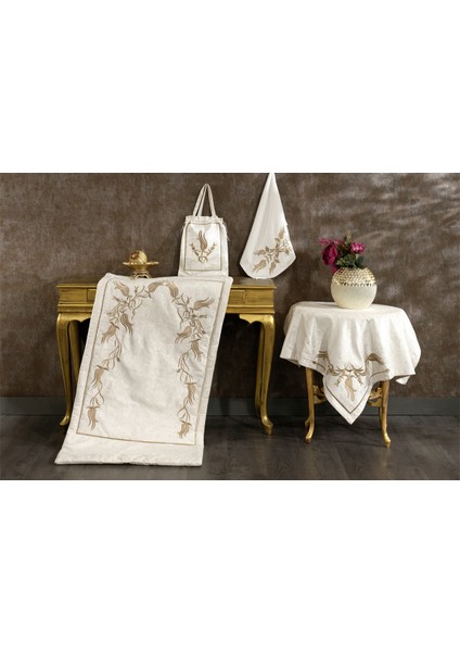 Lale Seccade Seti-Kreme/gold 4 Parça modelleri