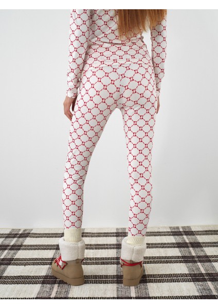 Kadın Ekru Esnek Dokulu Slim Fit Tayt fırsatları