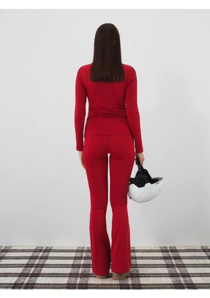 Kadın Kırmızı Esnek Dokulu Slim Fit Tişört indirimleri