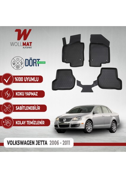 Volkswagen Jetta Paspas 2005 2011 Arası 3D Havuzlu Paspas Seti