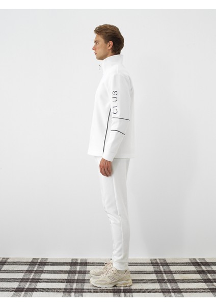 Erkek Ekru Pamuk Dokulu Regular Fit Sweatshirt modelleri