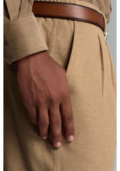 Pamuk Kaşmir Karışım Camel Relax Chino Pantolon fırsatları