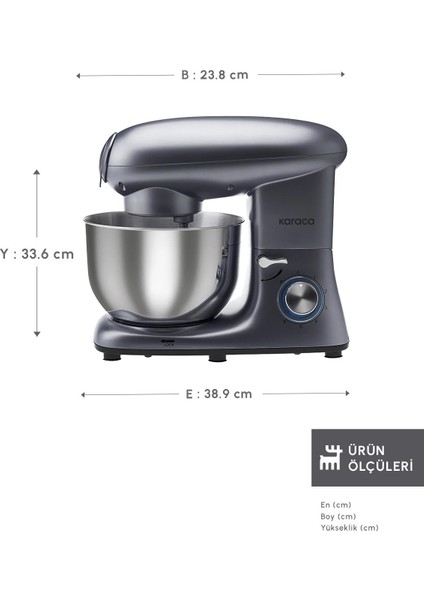 Güçlü 1900W Stand Mikser, 5,5l Kapasiteli, Kıyma, Sucuk, Sos ve Köfte Aparatıyla fiyatları
