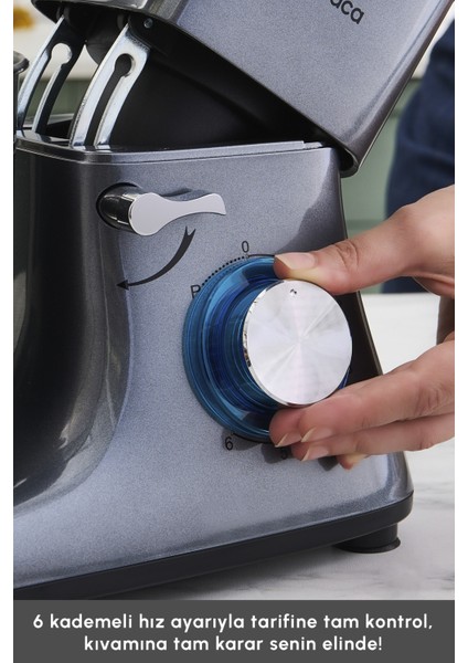 Güçlü 1900W Stand Mikser, 5,5l Kapasiteli, Kıyma, Sucuk, Sos ve Köfte Aparatıyla fırsatları